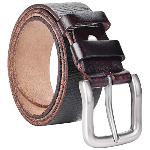 VRLEGEND Ceinture Homme Cuir Pleine Fleur Ceinturon Ceintures Homme Cuir Véritable Idéale Pour Les Jeans et Les Vêtements Décontractés (115CM, Marron) Cover
