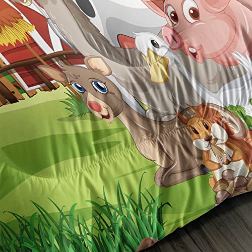 Bsntho Cute Farm Animal Boys Girls Toddler Comforter Country Style Comforter Set Kids Bedding Set Cartoon Farmhouse Bedding Set With 2 Pillowcase Queen Size #TOP5