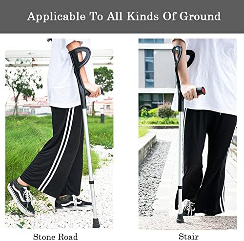 1 Pair Forearm Crutches for Adults-Adjustable Height,Medical Aluminum Crutch with Ergonomic Handgrip and Reflector,Telescopic Elbow Crutch-Applicable Height: 140~200CM