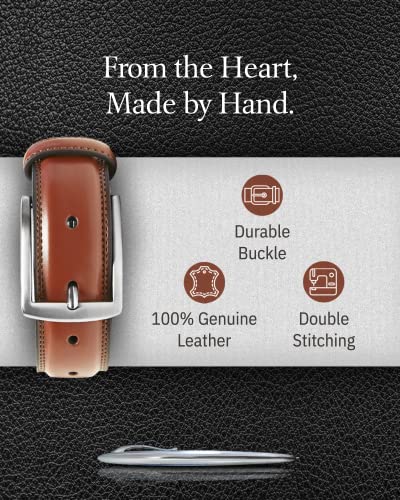 Genuine Leather Dress Belts For Men - Mens Belt For Suits, Jeans, Uniform Brown Belt - Designed In The Usa #TOP2