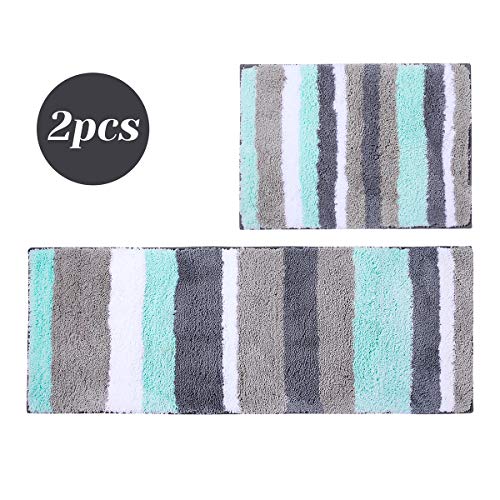 Buganda Non-Slip 2 Pieces Bathroom Rugs Set Water Absorbent Soft Microfiber Shaggy Bath