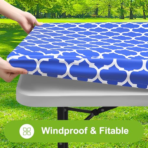 Smiry Picnic Fitted Table Cover, 5 Foot Flannel Backed Vinyl Tablecloth by Smiry - Used condition - Image 2