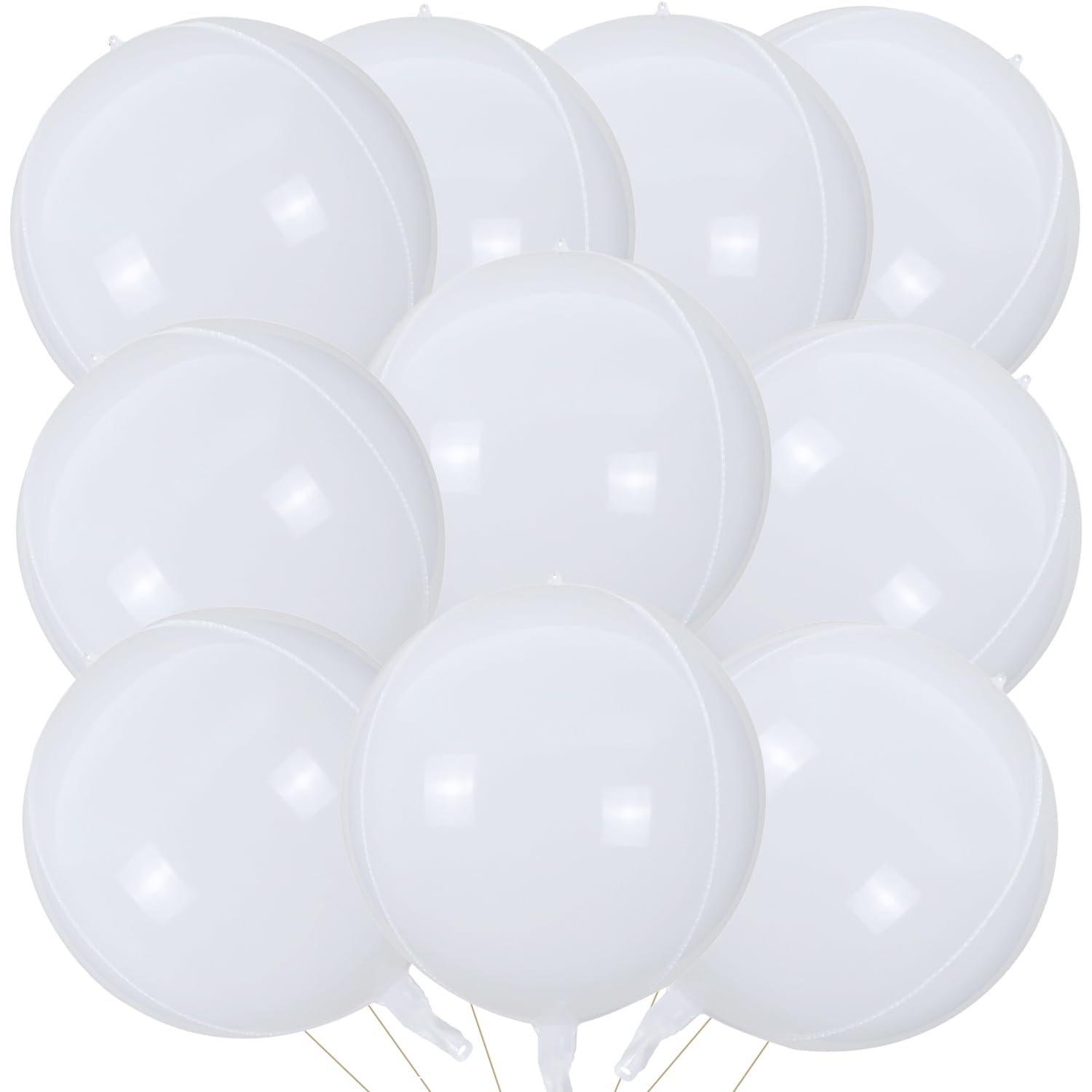 KALOR 22 Inch Milk White Mylar Balloons, 10Pcs Big Metallic Balloons,Large 4D Giant Round Foil Balloon for Birthday Party Baby Shower Gender Reveal