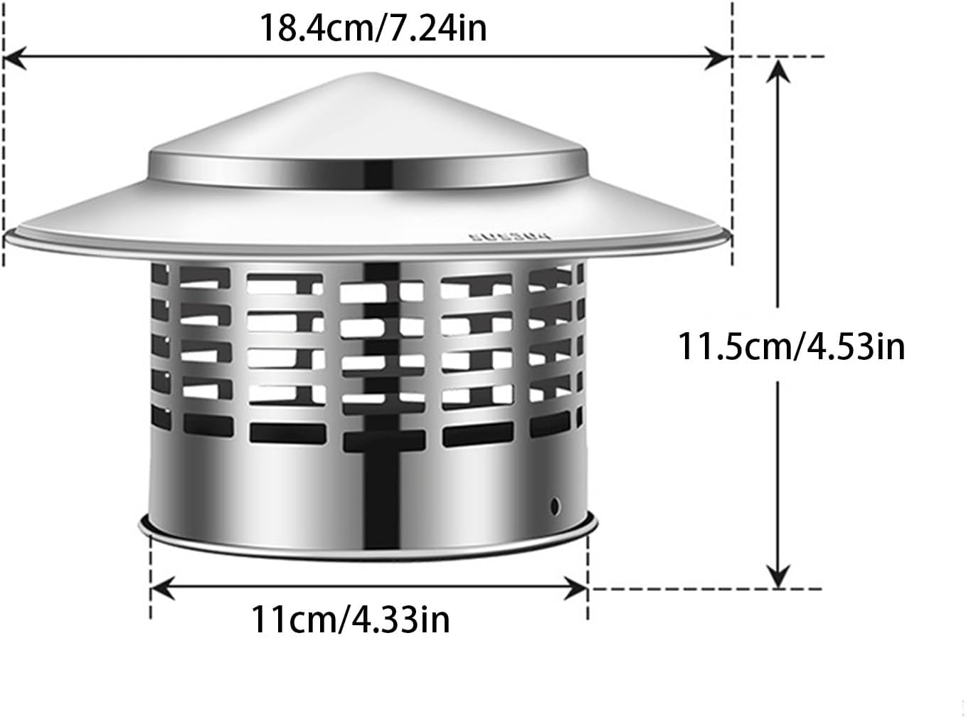 Stainless Steel Chimney Cap Ventilation Rain Cover for Fireplaces & Chimneys 11cm Chimney Hood Weatherproof Flue Cover for Optimal Airflow