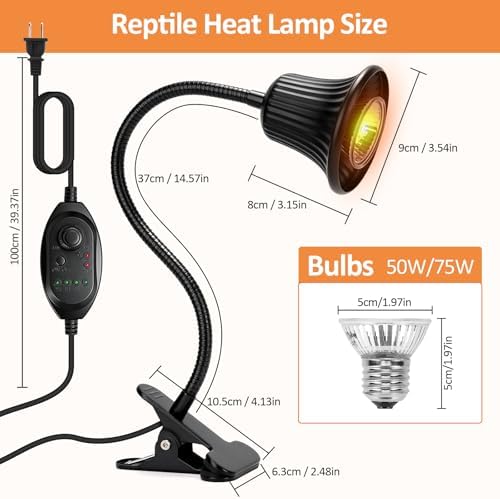 Reptile Heat Lamp, Heat Lamp with Clamp, UVA UVB Reptile Light with Intelligent Cycle Timer for Turtle, Bearded Dragon, Lizard and More — view 5