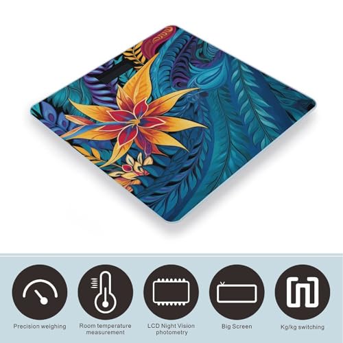 Báscula digital de baño con diseño hojas tropicales miniatura 3