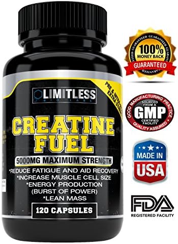 Limitless Bio Labs Creatine Fuel 5000mg, 120 Capsules 99.9% Pure