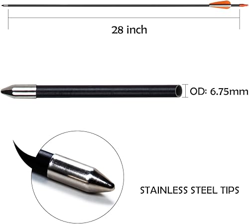 Vista 23 de Flechas de tiro con arco de 28 pulgadas, flechas de práctica para arco recurvo de fibra de vidrio, flechas de entrenamiento para niños, jóvenes