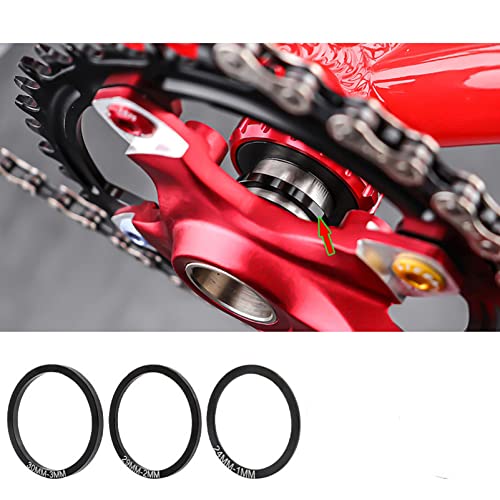 Yundxi 5 Pieces Bike Bottom Bracket Gasket Crank Washer Aluminum Alloy Bicycle Flywheel Hub Washer Spacer Diameter 24Mm/29Mm/30Mm (Black Dia. 24Mm Thick 1Mm) #TOP1