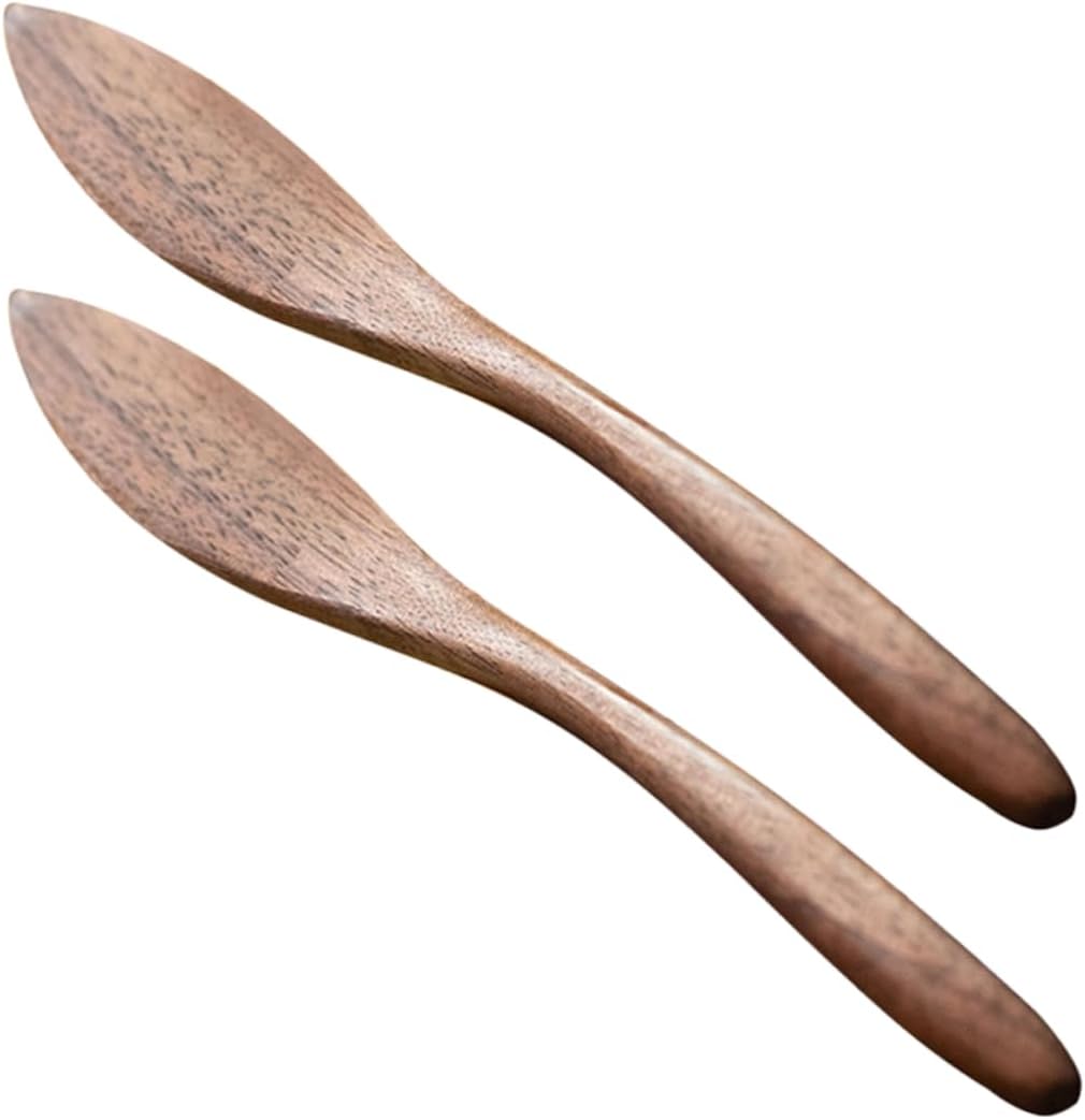 2sets Stable Wood Butter Spreader Multi-function Cheese Spatula Butter Knife Jam Spreader Comfortable Handle 2pcs*2