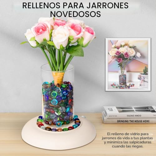 Miniatura 3 de Mini Canicas Planas De Vidrio,880g Mezcla De Bolas De Vidrio De Color Para Jarrones,Fondo Floral Mancala Gems Pebbles Fish Tank Rocks,Vase Fillers,Home Decorative 0.5 0.7