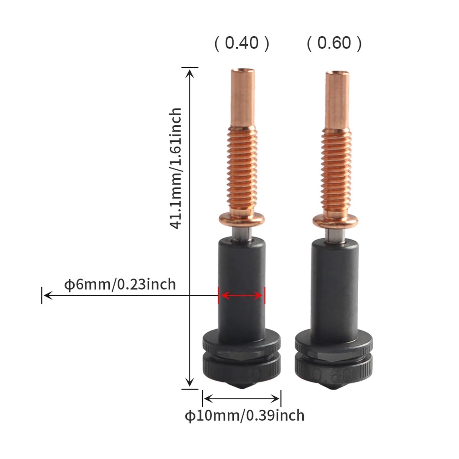 for buse améliorée à Haut débit 0.4/0.6mm, en Acier trempé/cuivre/Titane/matériau TC4, pièce d'imprimante 3D(0.6mm)