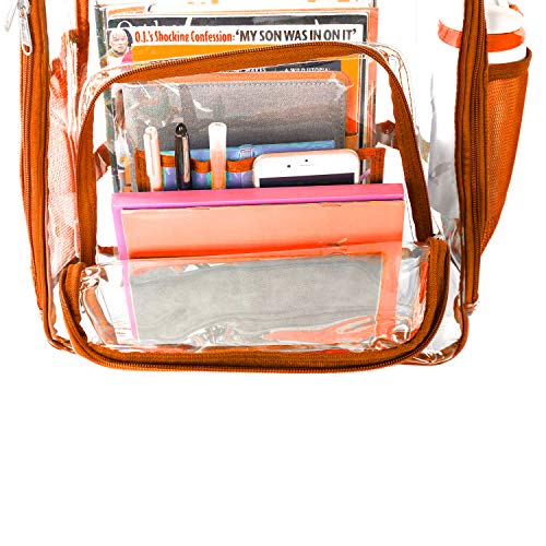 K-Cliffs Heavy Duty Clear Backpack Quality See Through Student Bookbag Durable Pvc Travel Transparent Workbag Stadium Security Bag | Orange #TOP7