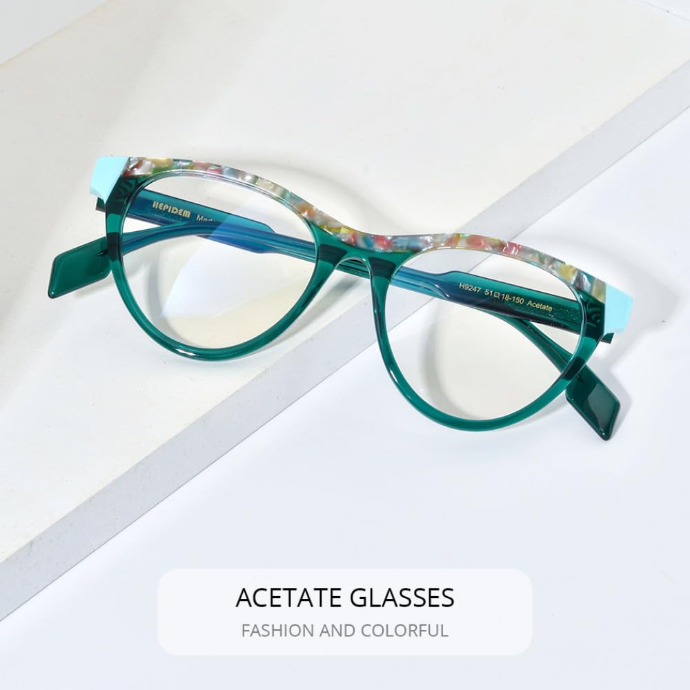 MUTYNE Mehrfarbige Acetat-Brillenfassung für Damen, Cat-Eye-Brille, Damen-Brillenbrille