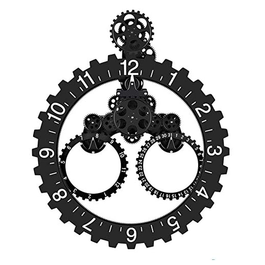 SevenUp Gear Clock Wall-Premium Plastic and Metal Parts Material, Best 3D Moving Gear Clock Wall, 26" x 22", A Fine Artwork, Perfect for Living Room, Reading Room, Restaurant, Office Decor (Black)