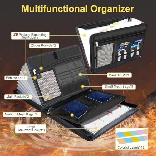 Organizador de archivos tipo acordeón multifuncional con etiquetas para clasificar documentos 3