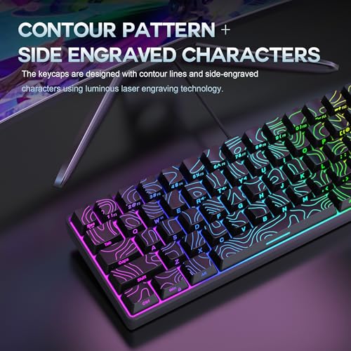 Image of Snpurdiri 65% Wired Gaming Keyboard, 68 Keys RGB Backlit Ultra-Compact Small Gaming Keyboard, for PC /Mac Gamer, Typist, Travel, Easy to Carry on Business Trip Black