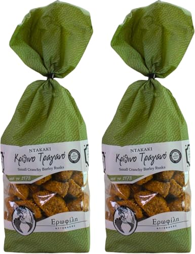 Erofili Panecillos Crujientes de Cebada de Creta - Sin Sal Añadida, Paquete de 2 x 400 g (Total: 800 g)