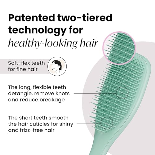 Tangle Teezer Ultimate Detangler Haarbürste für Coloriertes, Feines & Dünnes Haar – Sanfte Zweistufige Borsten Reduzieren Haarbruch & Ziehen – Sanft zu Empfindlichem Haar – Dunkles Petrol