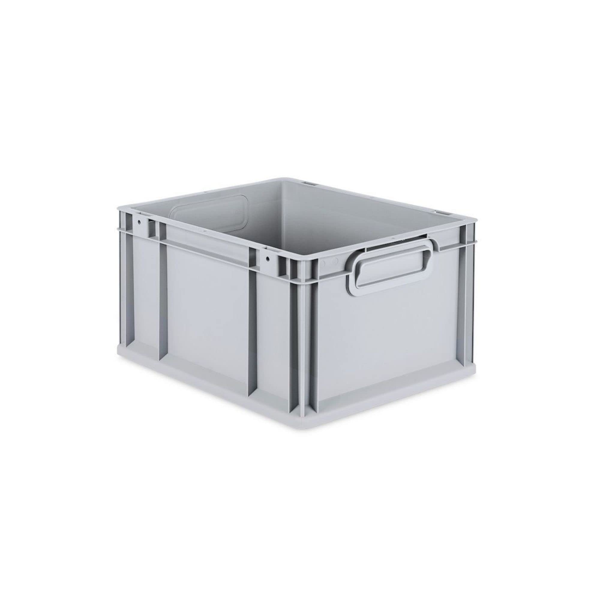 PROREGAL SparSet 5x Eurobox NextGen Grip mit Auflagedeckel & 4 schwarzen Schiebeschnappverschlüssen, HxBxT 22x30x40cm, 20 L, Grau, Griffe geschlossen, Eurobehälter, Transportbox