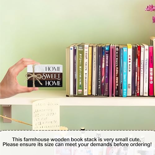 Mini libros decorativos de madera rústica para hogar miniatura 2