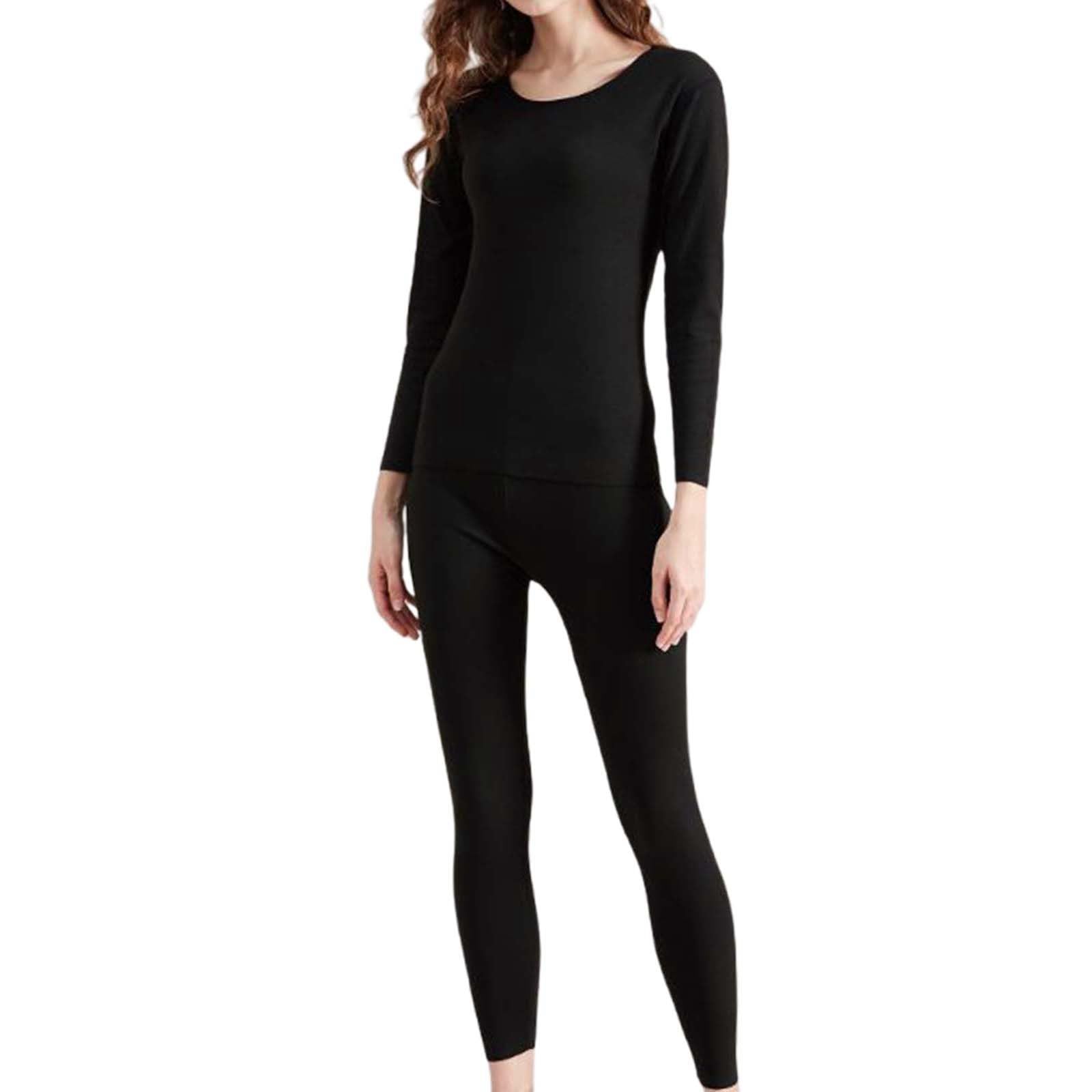 Set Intimo Termico Donna Completo Termico Donna Cotone Modal e Pizzo Maglia e Pantaloni Termici Leggeri Morbidi Aderenti Effetto Modellante per Inverno Quotidiano