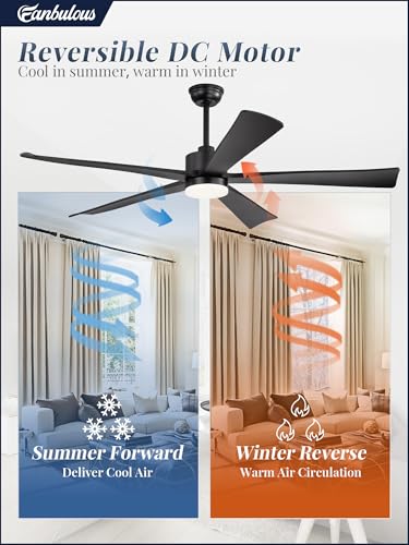Image of Fanbulous 60 inch Ceiling Fan with Lights and Remote, Quiet Black