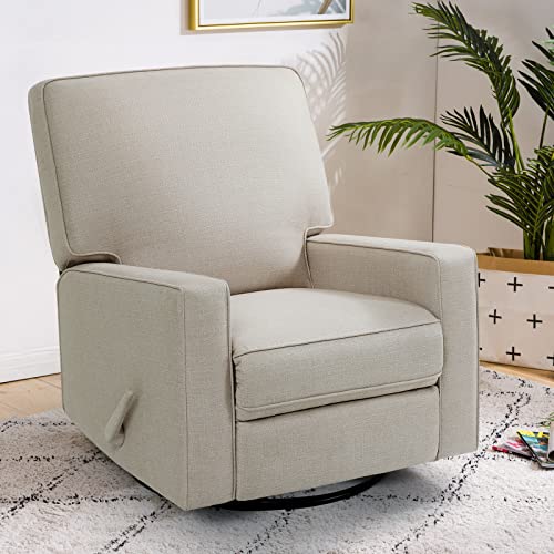 Coosleep Large Swivel Rocker Recliner Chair With 27-Inch Disc, Nursery Glider Chair, Nursery Rocking Chairs, Manual Reclining Chair (Beige) #TOP3