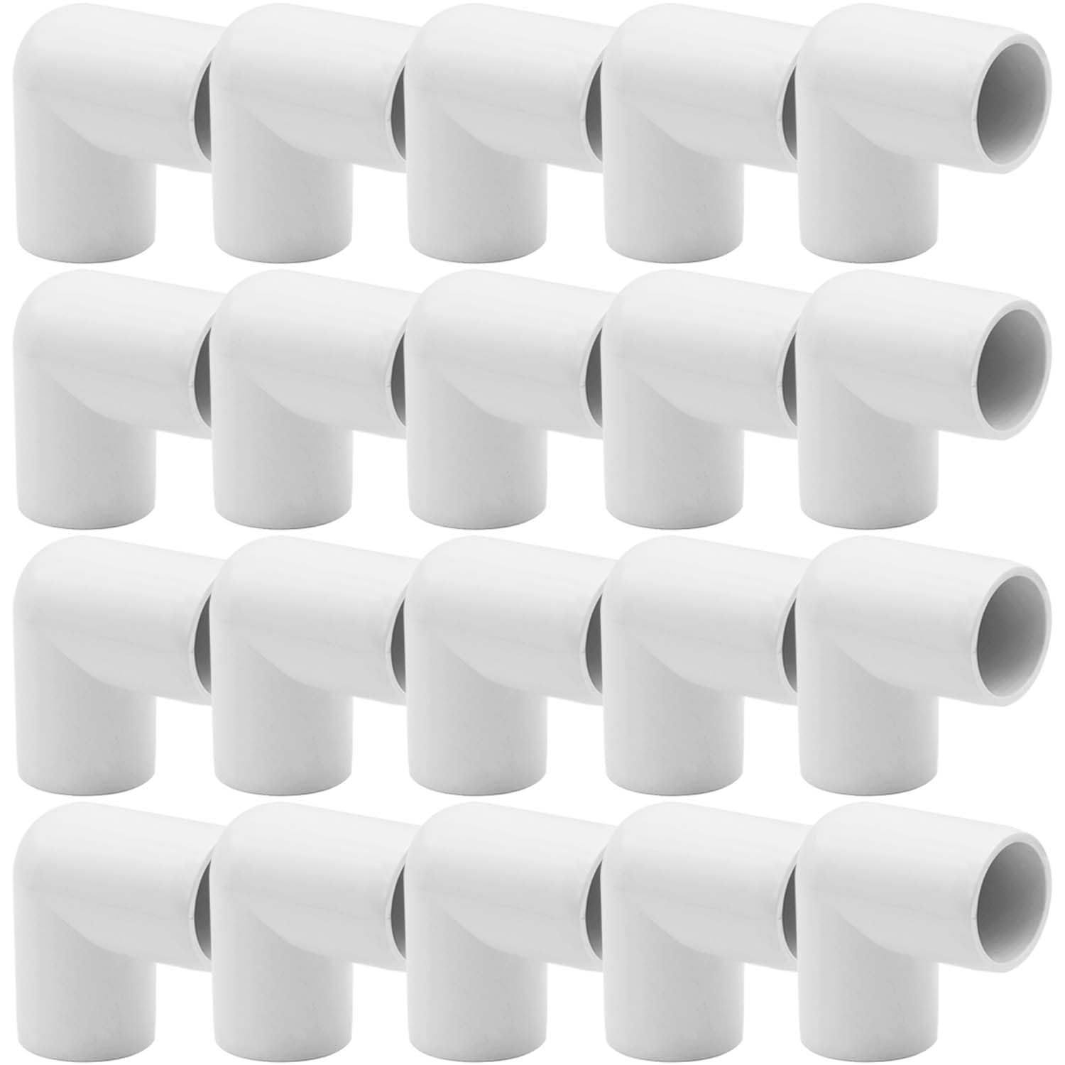 YSIL Conector de PVC de 2 vías de 90 grados de 1 pulgada para estructura y marco de PVC de bricolaje, se adapta a tubos de PVC Sch 40 de 1 pulgada (paquete de 20)