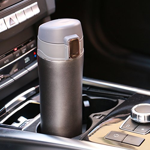 LifeSky Insulated Travel Taza de café, Acero Inoxidable (16 oz), sin BPA – Tapa Cierre Evita leckagen y Manchas (Oscuro)