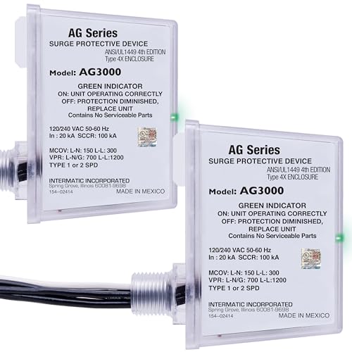 Intermatic AG3000 120/240 VAC Universal HVAC Surge Protective Device 2 Pack - Comprehensive Surge Protection TPMOV Technology Watertight Enclosure - UL Listed and Reliable
