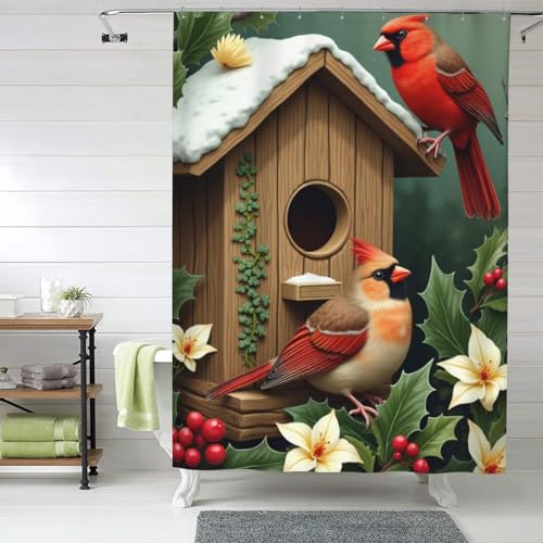 Rideau de douche oiseau cardinal 152x183cm opaque moderne