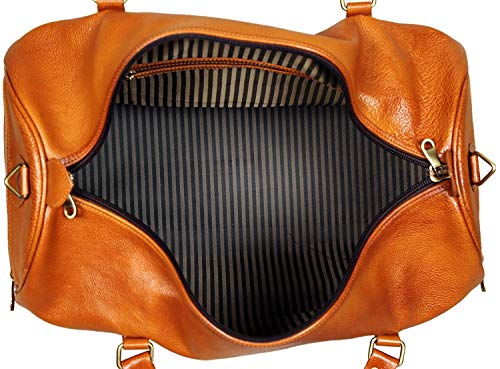 Image of RICHSIGN Leather Accessories 24 litres Duffle Bags for Men Travel, (TAN)-(Weight-1 KG /1000 GR)(Dimension = H- 12 x L- 20 x W- 8 Inch)