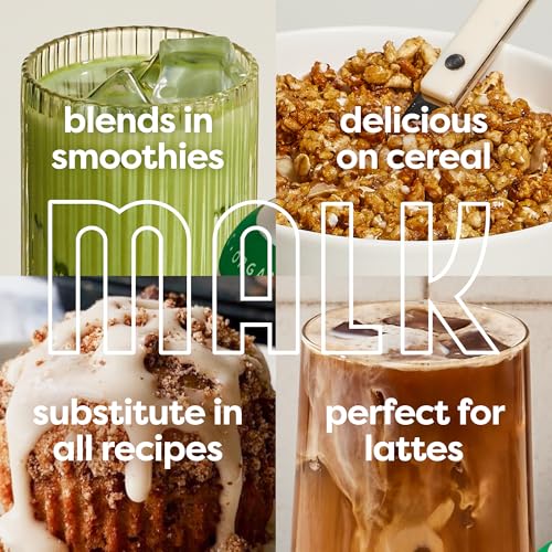 Image of MALK Unsweetened Vanilla Almond Milk - Organic & Shelf Stable - 32OZ 6-Pack | Plant-Based Milk For Cereal, Smoothies, Coffee Creamer, Dairy Free & Vegan, Non GMO, No Gums or Fillers