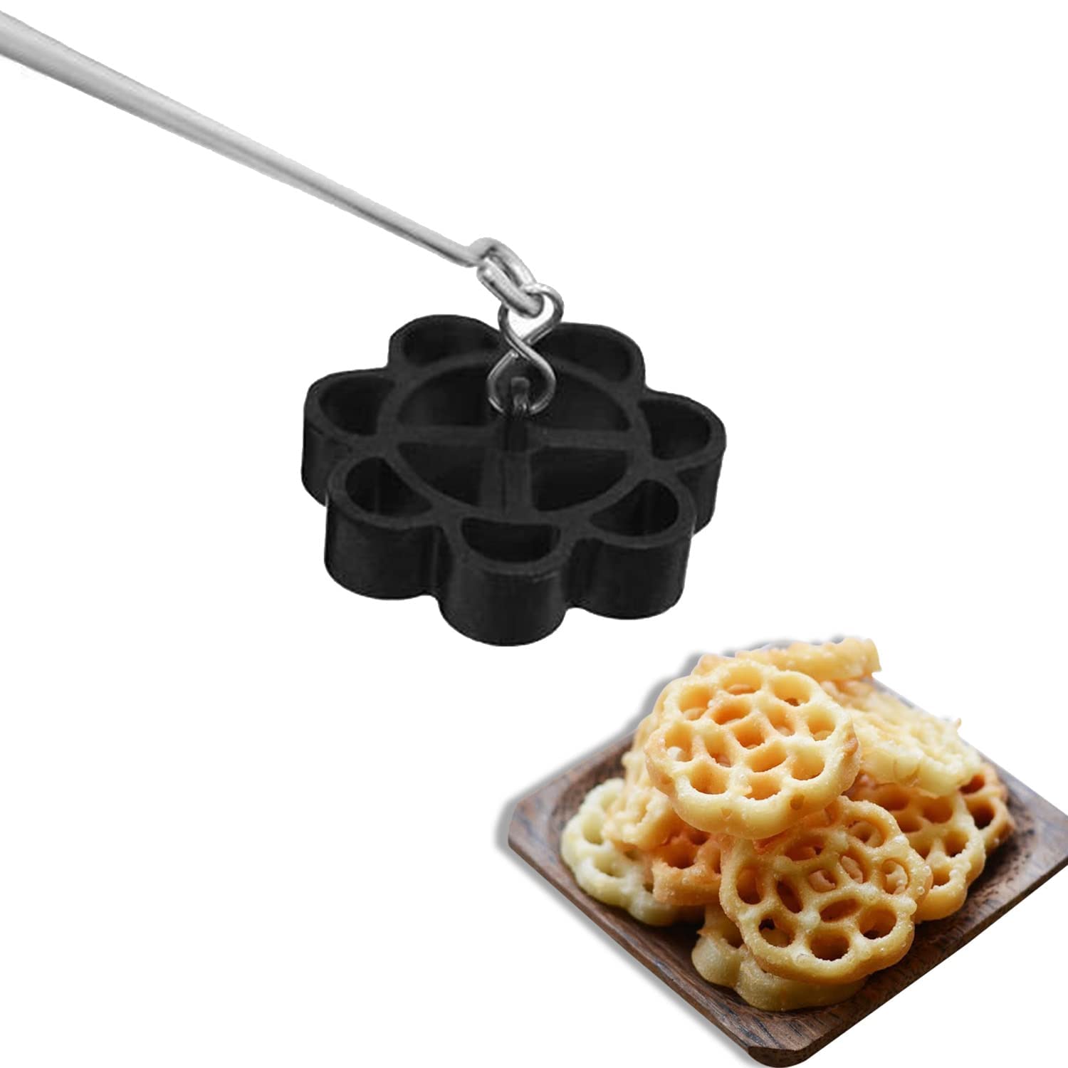Stainless Steel Non Stick Rose Murukku Cookie Maker Mould (Black)