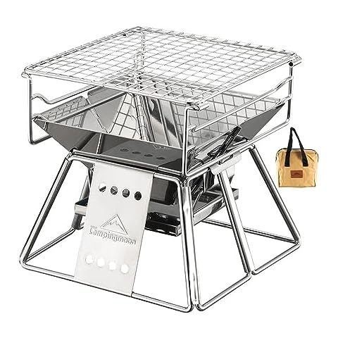 CAMPINGMOON Portable Stainless Steel Charcoal Grill Cover