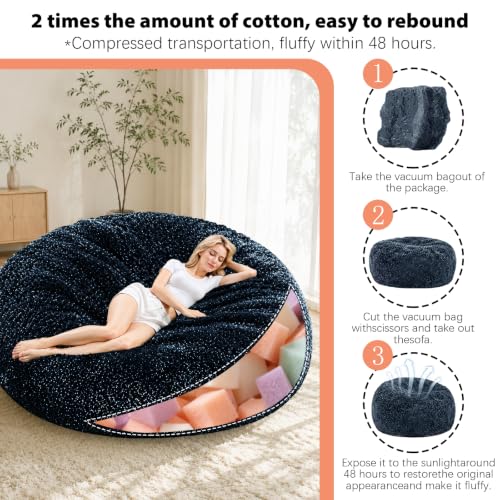 Image of Memory Foam Bean Bag Chair for Adults, 6FT Blue Shining