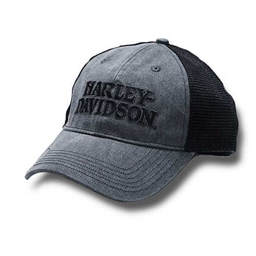 Harley-Davidson Men s Embroidered Skull & H-D Text Mesh Trucker Cap BCC119975 (HTHD Logo)