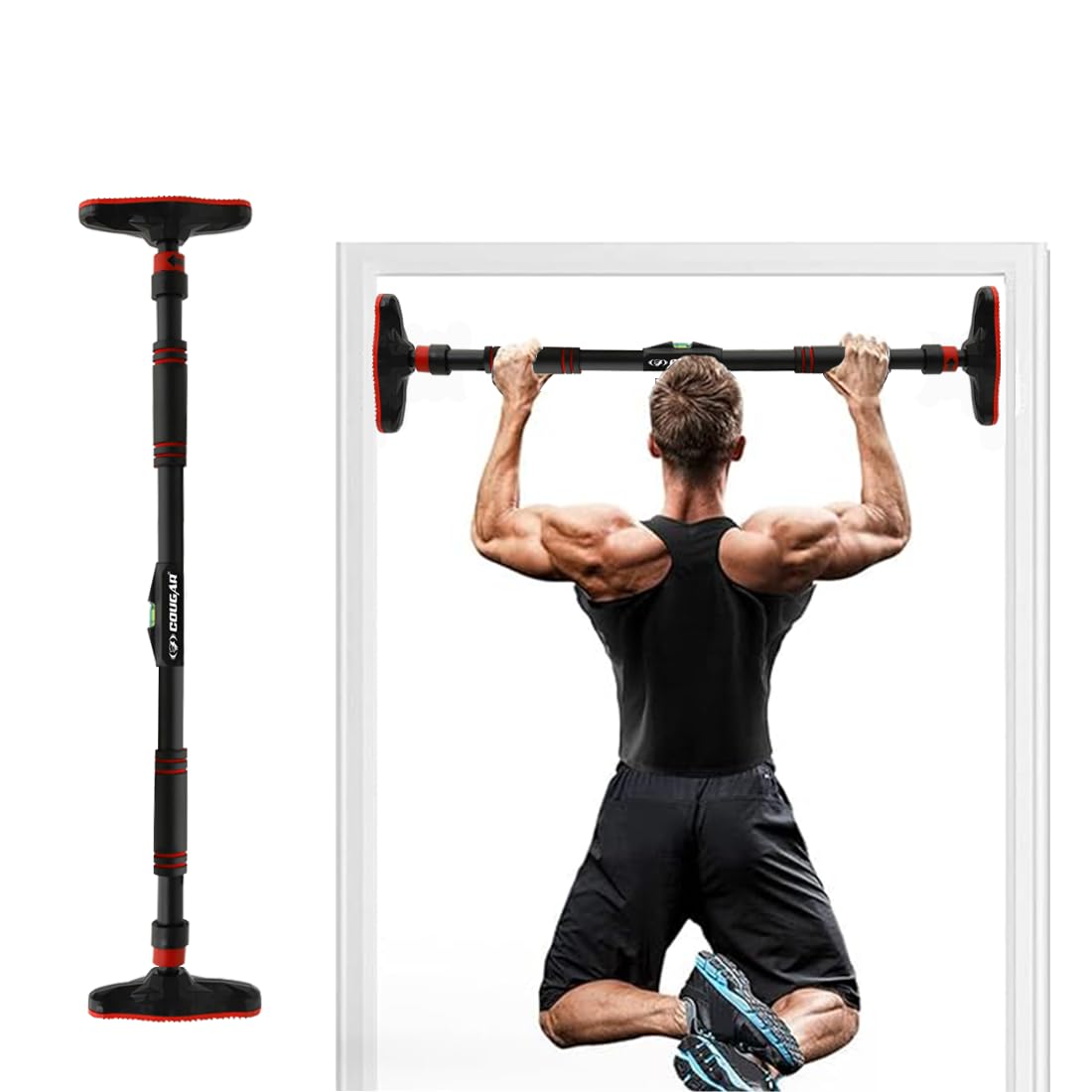 COUGAR EXTREME Pull Up Bars with water level For Home Workout Chin Up Bar Gym Accessories Adjustable Hanging Rod Without Screw Anti-skid Grip Strength Training Exercise Bar- extend upto(65 to 100 cm)-image-33