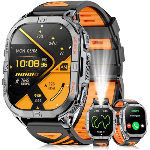 Joautrial Military Smart Watch for Men Built-in GPS with LED