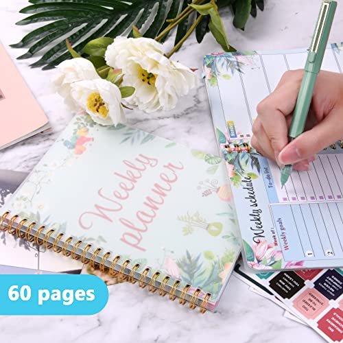 Ainiv Weekly Planner, Undated Academic Year Teacher Planner Weekly Planner With Daily Schedule And Weekly Goals, Cute To Do Planner With 219 Plan Stickers, Lesson Plan Book, Frosted Cover, Wirebound #TOP4