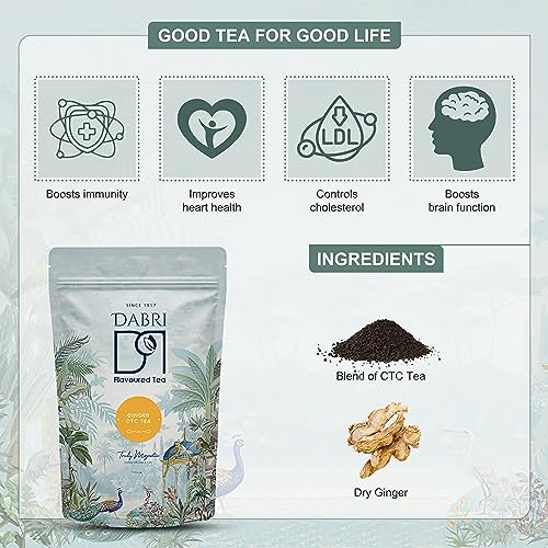 Image of DABRI Ginger Premium CTC Tea 250gm Pouch | Adrak chai powder | Natural dried ginger | No preservatives | Promotes better blood circulation | Improved strength & Energy