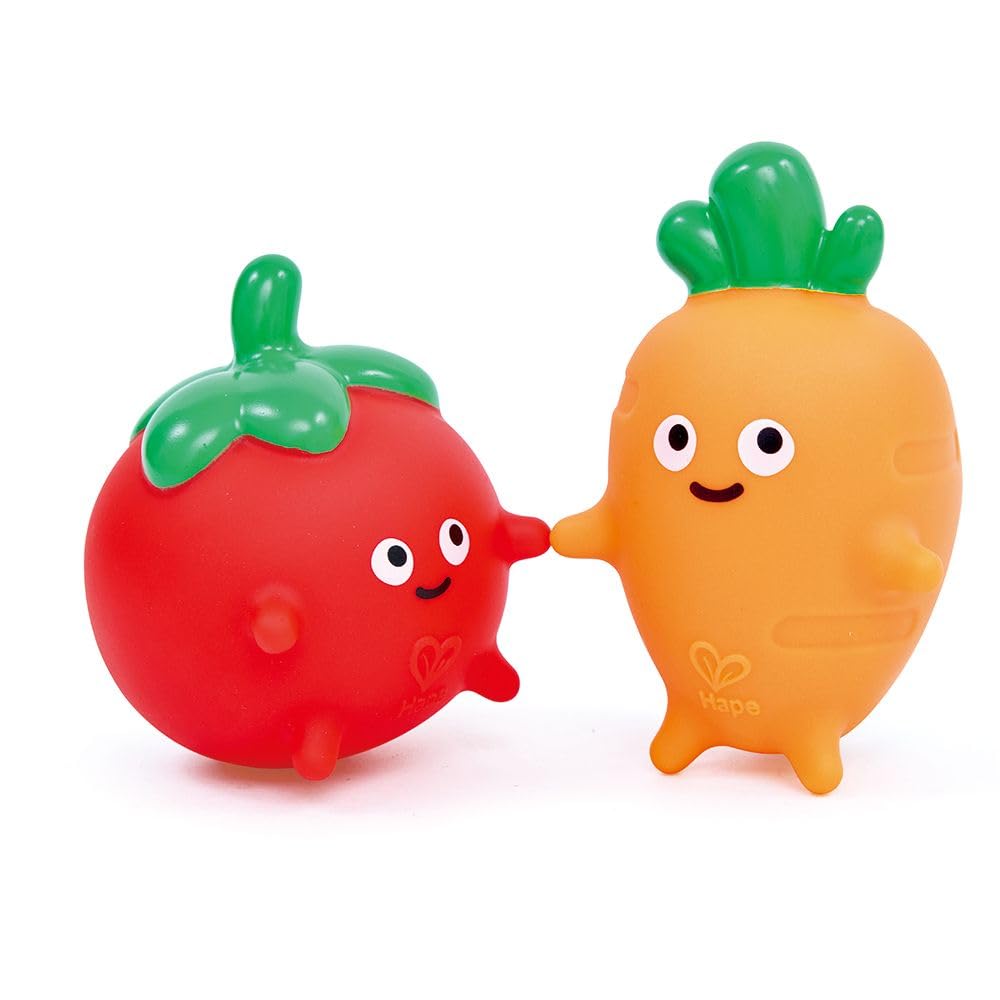 Hape Veggie Pals Bath Splashers, Baby & Toddler Squirting Bath Toys, Floating Sensory Water Play