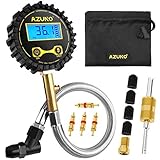 AZUNO Digital Tire Pressure Gauge with 12'' Steel Hose - 150 PSI - for Car and Bike