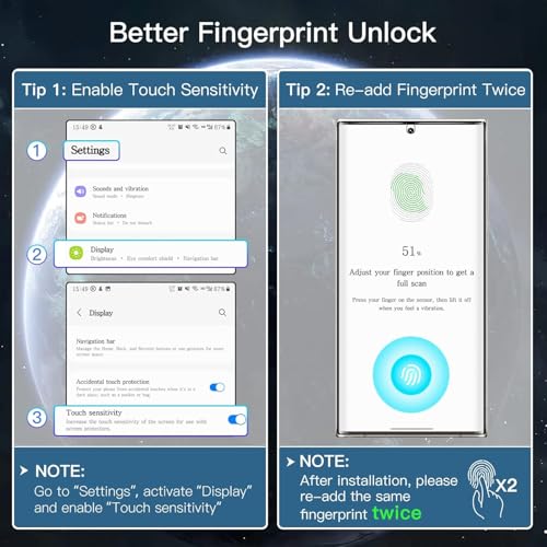 Image of VIZER Privacy Screen Protector for Samsung Galaxy S23 Ultra / Samsung Galaxy S22 Ultra (2 Pack) | Anti-Spy Privacy Film | Full Coverage Screen Guard | Fingerprint Unlock Compatible | HD Clarity | Bubble-Free | Scratch Resistant