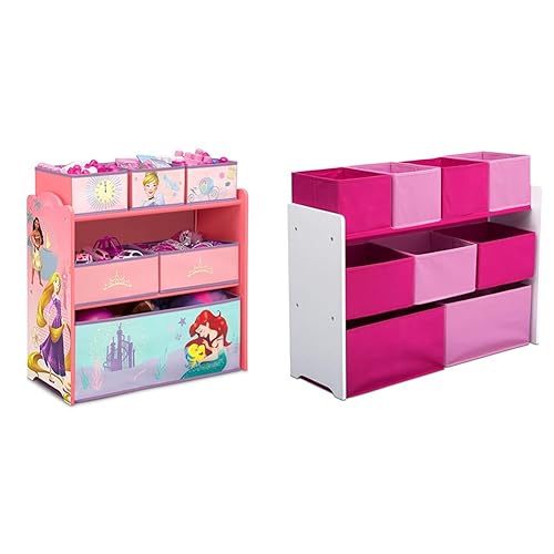 Delta Children Design & Store - Organizador de almacenamiento de juguetes de 6 contenedores, Disney Princess y organizador de juguetes de lujo con