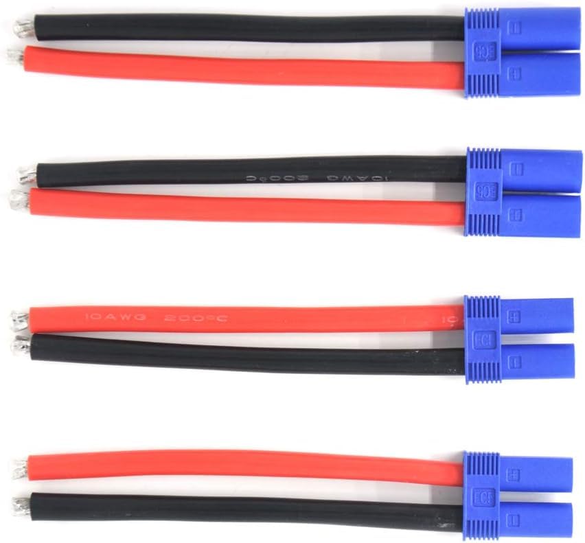 Pardarsey EC5 Male Female Connector 2 Pairs 10cm with 12awg Silicone Wire 3.93 inch RC Hobby Lipo Battery(2 Male+2 Female)