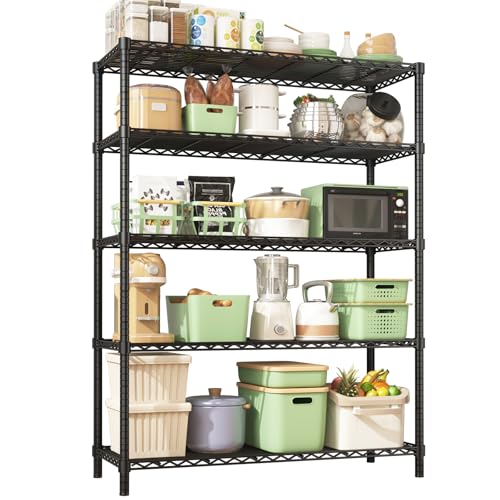 45" W x 20" D x 72" H Heavy Duty Wire Shelving Unit, 5-Tier Utility Storage Rack 2000 lbs Capacity, Adjustable Garage Shelves for Kitchen Garage Pantry, Easy Assembly