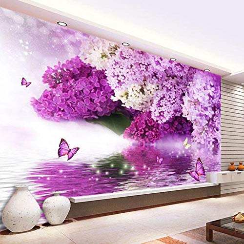 Décoration murale papiers peints 3D fleurs violettes salon chambre 400x280 - 3