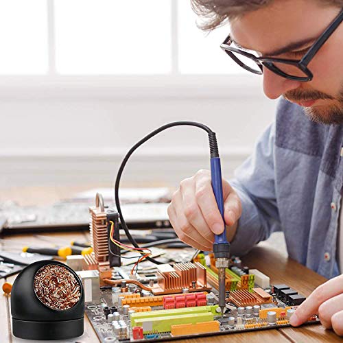 Image of Soldering Iron Tip Cleaner Non-slip Solder Tip Cleaning Wire Ball & Base Holder Soft Coiled Brass Tip Cleaner Kit